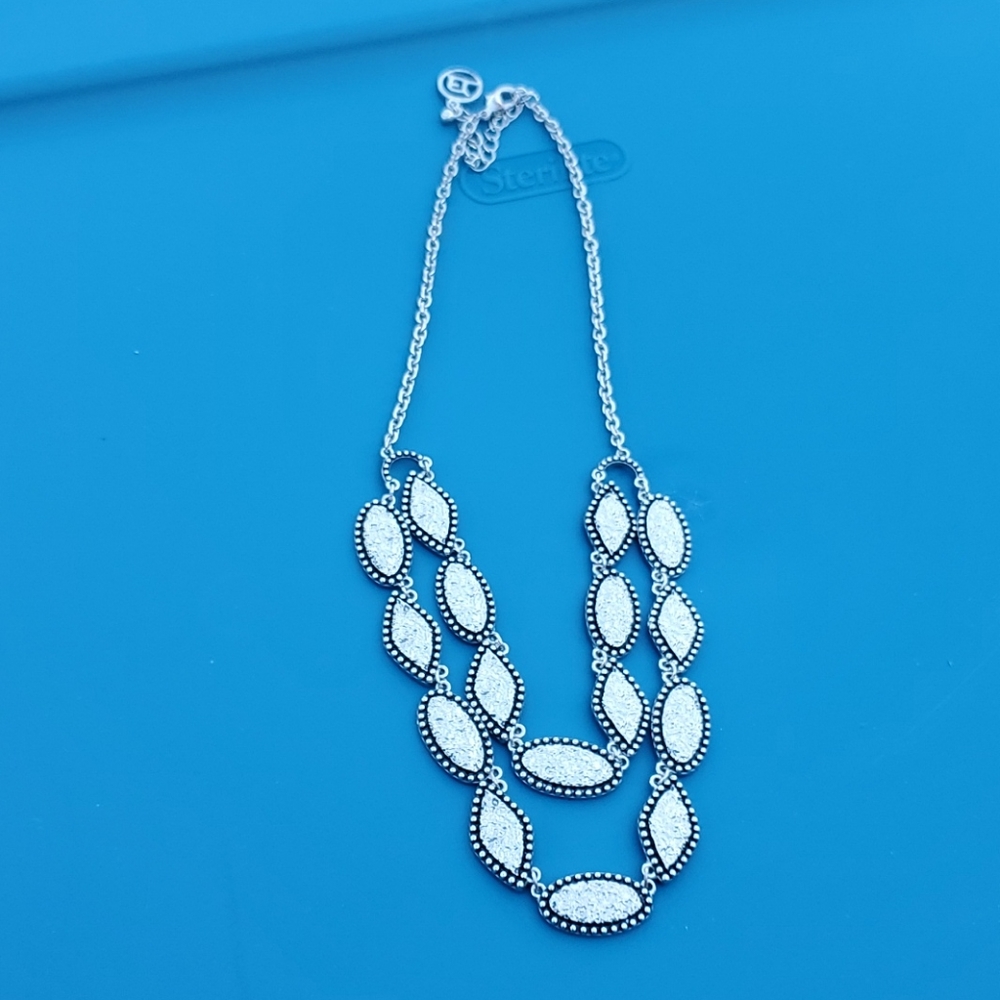 Silver and black necklace